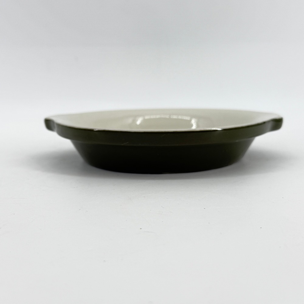 Hall Ceramic Baking Dish 513 Unisex Green White Vintage Tab Handle Stoneware